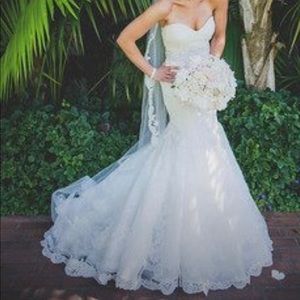 ENZOANI strapless lace wedding dress